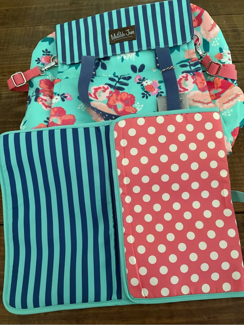 Matilda Jane Teal Floral Diaper Bag